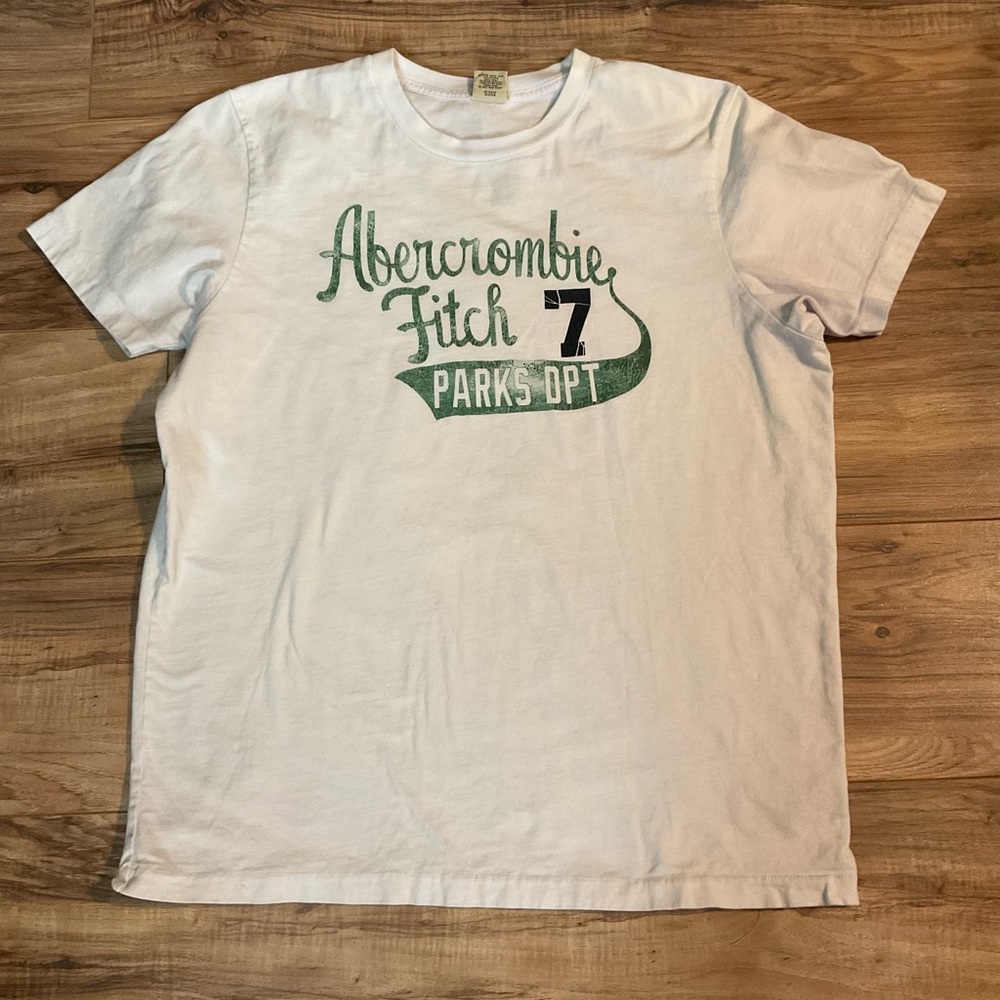 Abercrombie & Fitch White Tee with Green Graphic